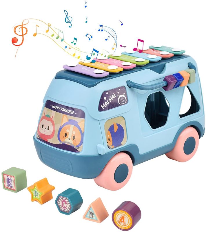 Photo 1 of hhibobi Music Bus Xylophone for Kids Toy Early Educational Toys for Toddlers 18 Month Old Toys 12 Month, 1-3 Year Old Kid Boy Girl Gift (Blue)
