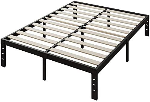 Photo 1 of 14 Inch Platform Metal Bed Frame/3500lbs Heavy Duty/Strengthen Wooden Slat Support/Mattress Foundation/No Box Spring Needed/Quiet Noise Free, Twin