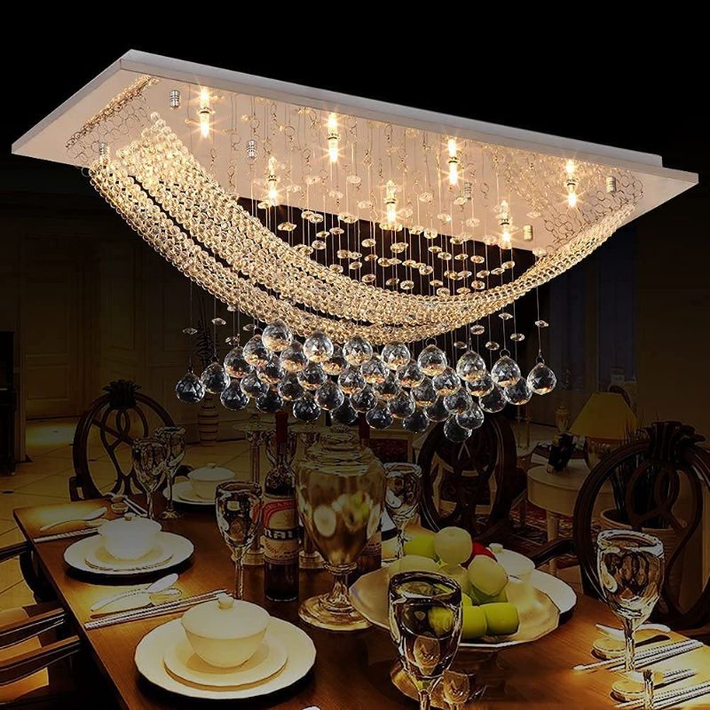 Photo 1 of 8 Lights Ceiling Light Modern Flush Mount Crystal Chandelier Ceiling Light Fixture Pendant Light Living Room Ceiling Light Kitchen Chandelier Dining Room Chandelier of CRYSTOP
