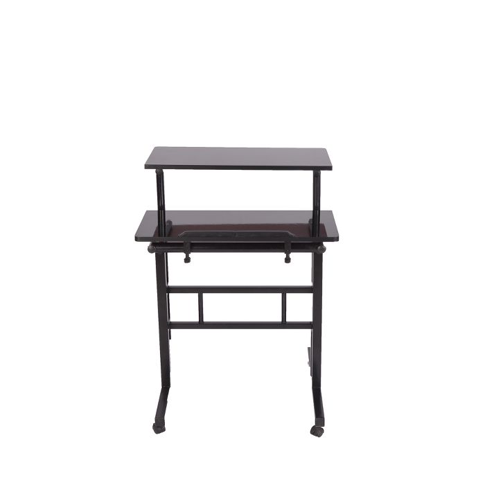 Photo 1 of 2 Tier Mobile Standing Desk with Platform Black 