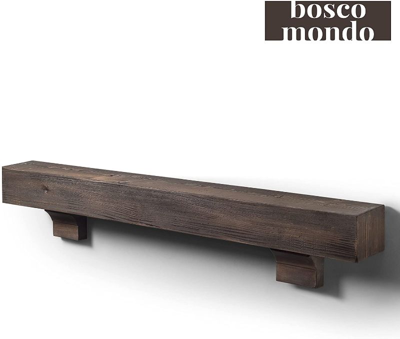 Photo 1 of BoscoMondo Rustic Fireplace Mantel Shelf with Corbels- Pine Wood - Wall Decor, Mounted Farmhouse Shelving
