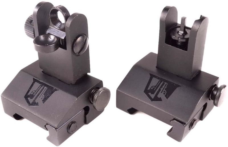 Photo 1 of 2 PACK, Ozark Armament Flip Up Battle Sights - Best Military Grade Battle Sights with All Metal Construction - Two Aperture Rear Sight for Close and Precision Targets - Designed to Mount on Picatinny Rails
