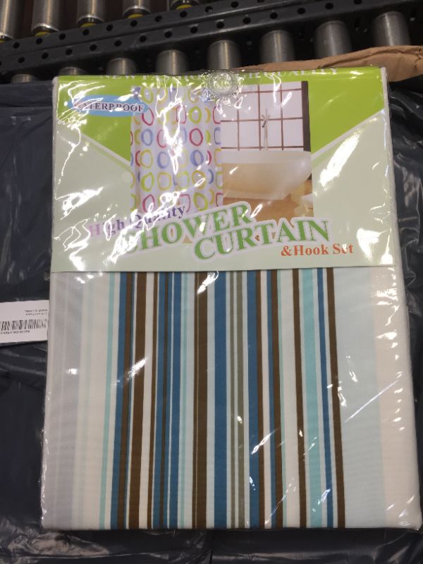 Photo 1 of 24 PACK OF STRIPED  HOOK SHOWER CURTAINS, 180CM X 180 CM 
