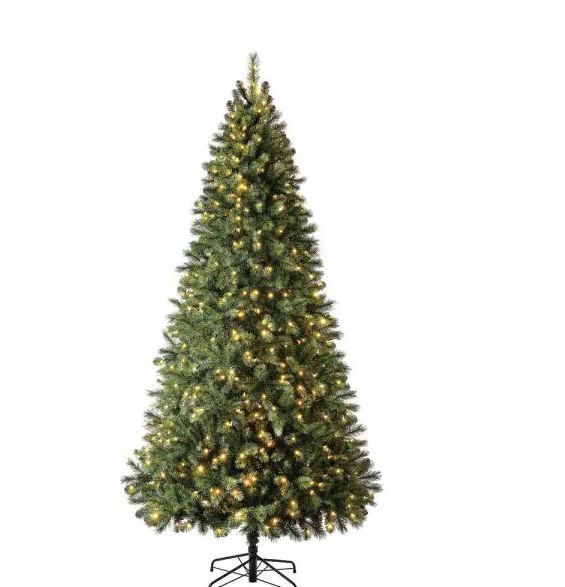 Photo 1 of 9 ft Wesley Long Needle Pine LED Pre-Lit Artificial Christmas Tree with 650 Color Changing Mini Lights
