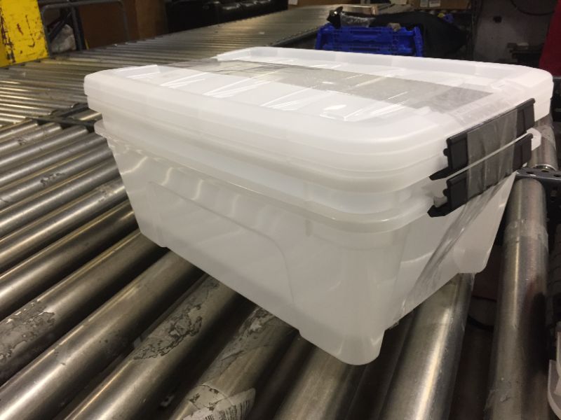 Photo 1 of 2 PACK, IRIS USA TB Pearl Plastic Storage Bin Tote Organizing Container with Durable Lid 12QT