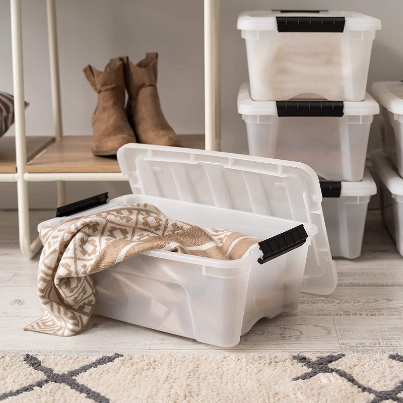 Photo 1 of 2 PACK, IRIS USA TB Pearl Plastic Storage Bin Tote Organizing Container with Durable Lid 12QT