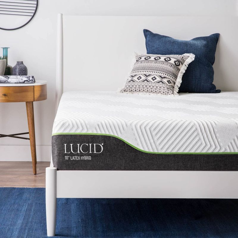 Photo 1 of  QUEEN, LUCID 10 Inch Latex Hybrid Mattress - Memory Foam - Responsive Latex - Steel Coils - Medium Feel - Temperature Neutral, PACKAGE DMG 