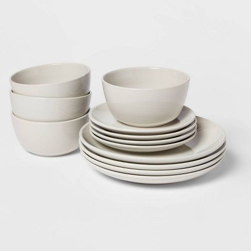 Photo 1 of 12pc Stoneware Avesta Dinnerware Set Gray - Project 62™