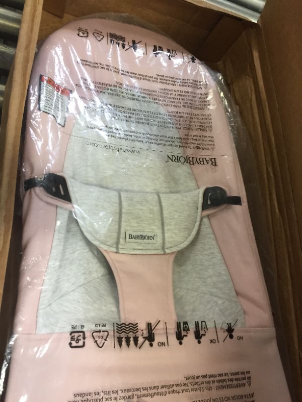 Photo 2 of BABYBJORN Bouncer Balance Soft - Light Pink/Gray, Jersey Cotton
