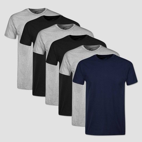 Photo 1 of Hanes Men's 6pk Dri Crew Neck T-Shirt -  L BLACK/NAVY