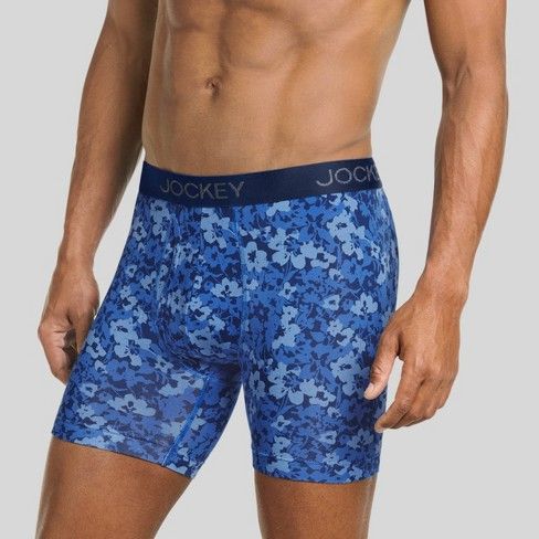 Photo 1 of Jockey Generation™ Men's Cotton Stretch Boxer Briefs - Floral Blue LARGE
