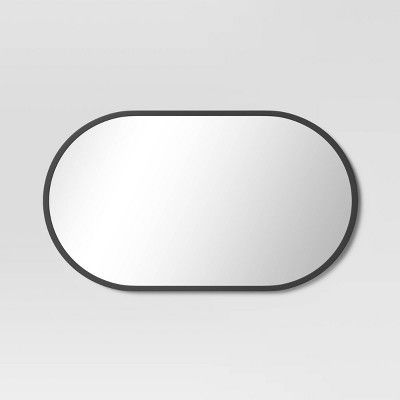 Photo 1 of  16" x 28" Metal Oval Pill Mirror Black - Threshold

