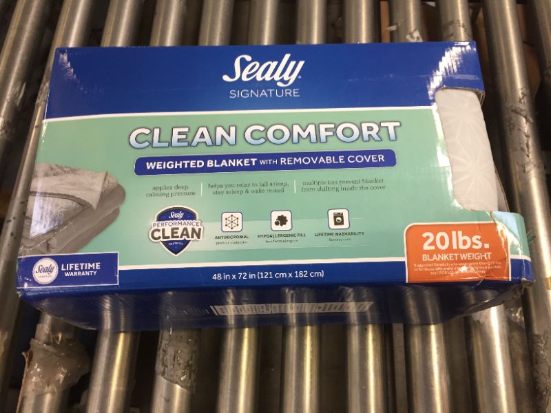 Photo 1 of 48"x72" Clean Comfort Weighted Blanket with Removable Cover - Sealy 20LB