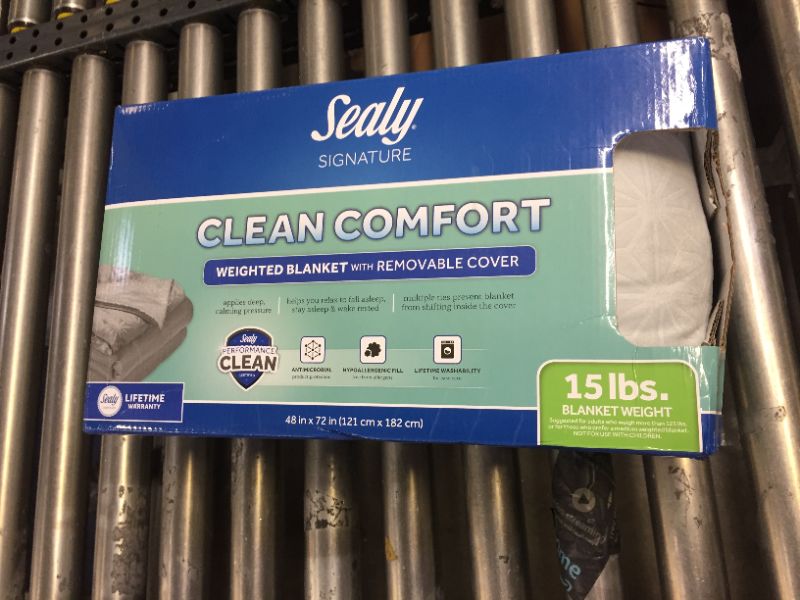 Photo 2 of 48"x72" Clean Comfort Weighted Blanket with Removable Cover - Sealy 15LB
