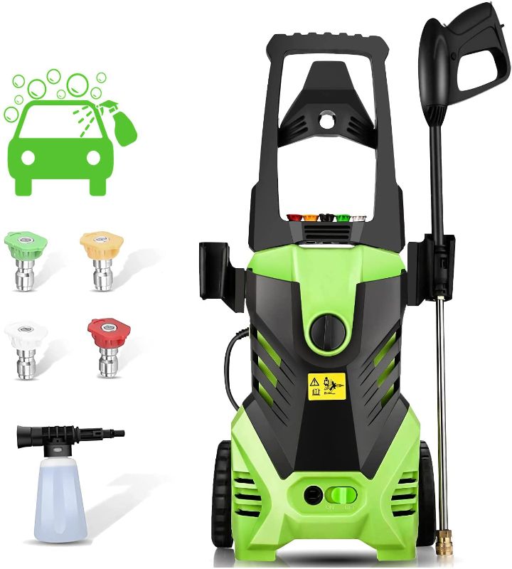 Photo 1 of Homdox Electric High Pressure Washer, permissible pressure 1850PSI 1.82GPM Power Pressure Washer Machine 1600W with 5 Quick-Connect Spray Tips, Detergent Tank Perfect for Car, Home, Garden Cleaning
