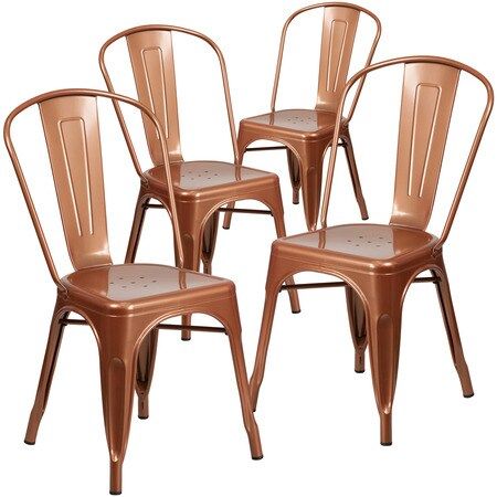 Photo 1 of 4 Flash Furniture Commercial Grade Copper Metal Indoor-Outdoor Stackable Chair [ET-3534-POC-GG]
