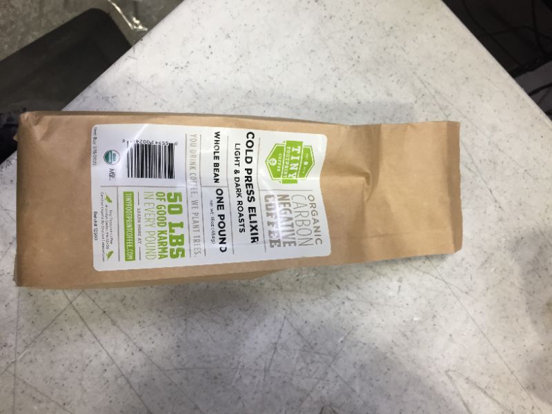 Photo 2 of Tiny Footprint Coffee - Organic Cold Brew Cold Press Elixir | Whole Bean Coffee | USDA Organic | Carbon Negative | 16 Ounce - BEST BY 1/15/2022
