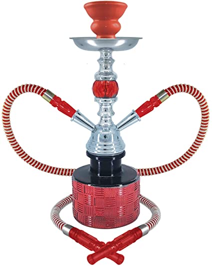 Photo 1 of 13 Inches Ripple Complete Hookah Set, Modern 2 Hose Hookah Kit with Hookah Accessories - Red 2 Hose Hookah Set
