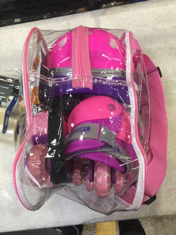 Photo 3 of Chicago Girls' Adjustable Inline Training Skate Combo Set Pink/Purple/Gray, Size J10-J13