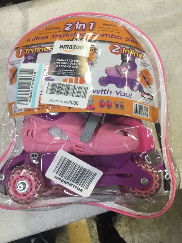 Photo 2 of Chicago Girls' Adjustable Inline Training Skate Combo Set Pink/Purple/Gray, Size J10-J13