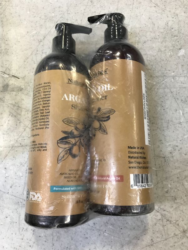 Photo 1 of 2 pack of Natural Riches Moroccan Argan Oil Organic Shampoo & Conditioner Set Sulfate Free