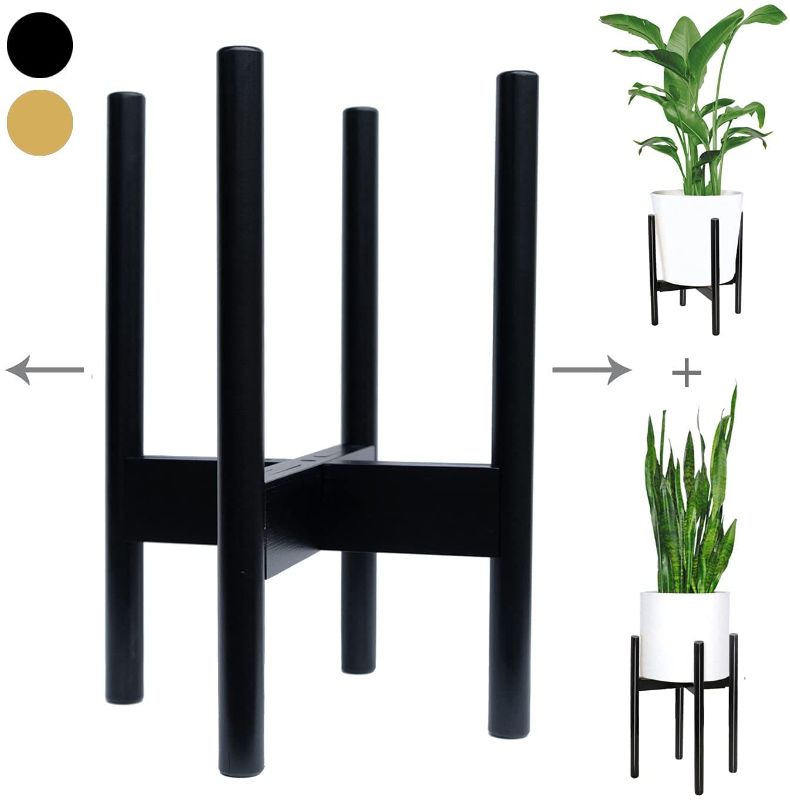 Photo 1 of 2 Pack Mid Century Plant Stands – 2 Adjustable Plant Stands - Planter Stands - Minimalistic Black Plant Stands for Indoor Plants - Modern Plant Stands fits 8"-12" pots [POTS NOT INCL] mini+MOD
