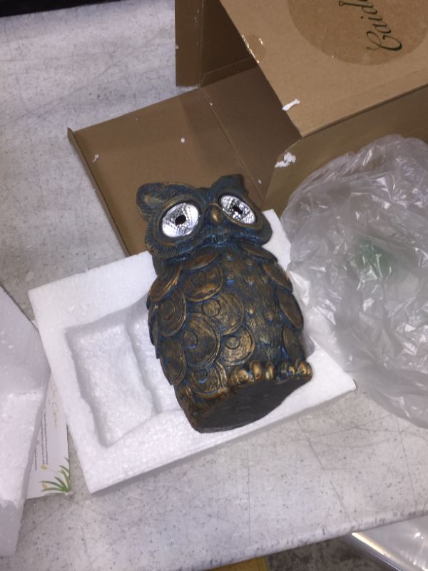 Photo 1 of CAIDENLY OWL STATUE 9 INCHES FOR GARDEN GOLD GREY