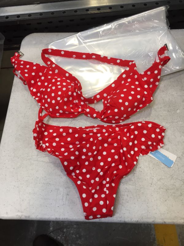 Photo 1 of Large women's red polka dot two piece bathing suit