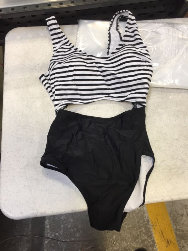 Photo 1 of Large striped women's one piece bathing suit