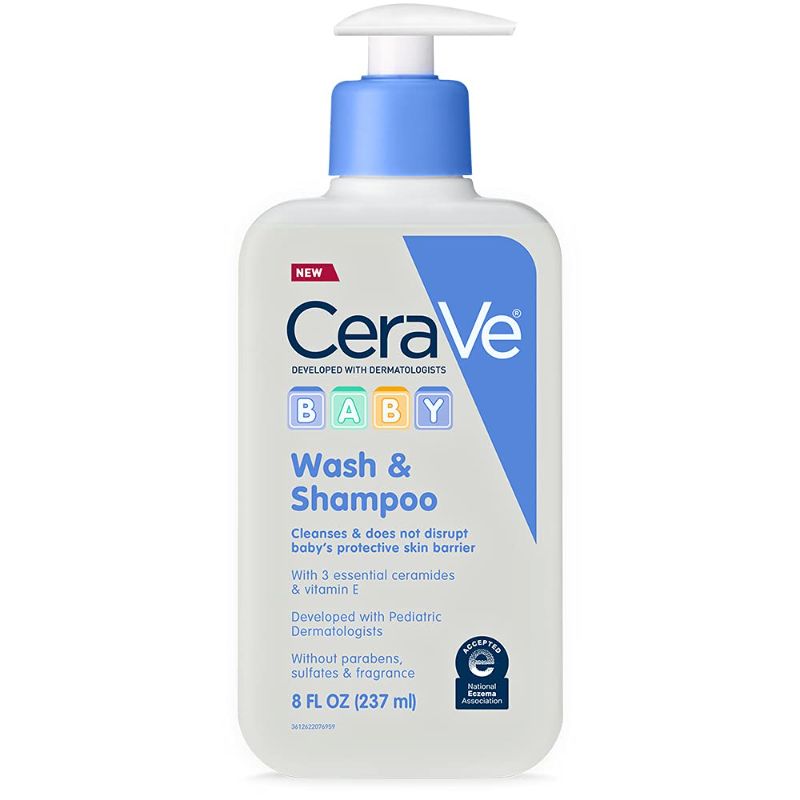 Photo 1 of CeraVe Baby Wash & Shampoo | Fragrance, Paraben, & Sulfate Free Shampoo for Tear-Free Baby Bath Time | 8 Ounce
