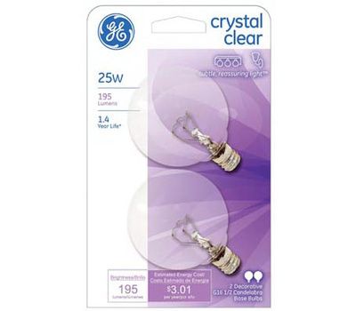 Photo 1 of GE Crystal clear 25 watt bulbs 2 pack, case of 6