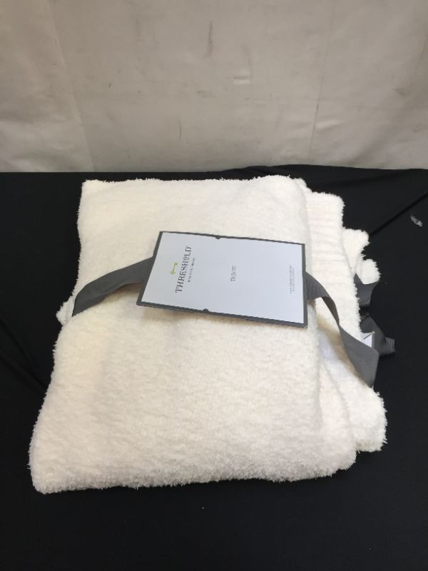 Photo 1 of Cozy Knit Heathered Throw Blanket Ivory - Threshold 