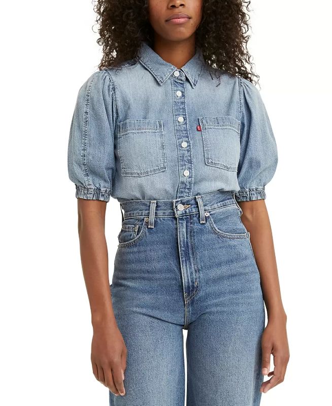 Photo 1 of Levi's Alice Cotton Short-Sleeve Denim Blouse