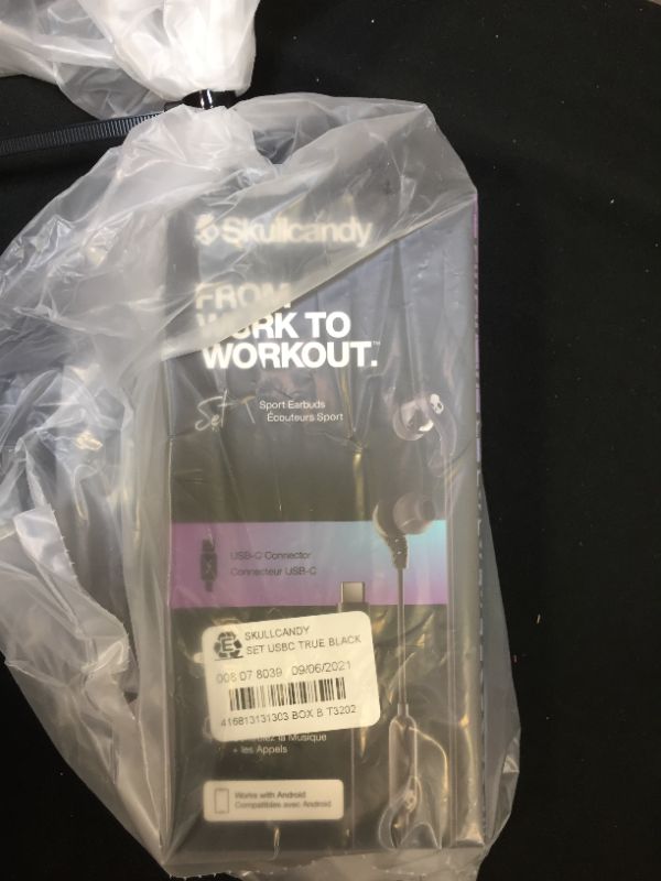 Photo 2 of Skullcandy Set in-Ear Earbud with USB-C Connector - True Black Black/White
