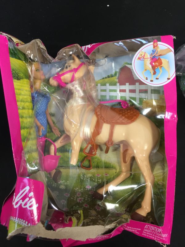 Photo 3 of  Barbie Doll, Blonde, Wearing Riding Outfit with Helmet, and Light Brown Horse with Soft White Mane and Tail, Gift for 3 to 7 Year Olds
