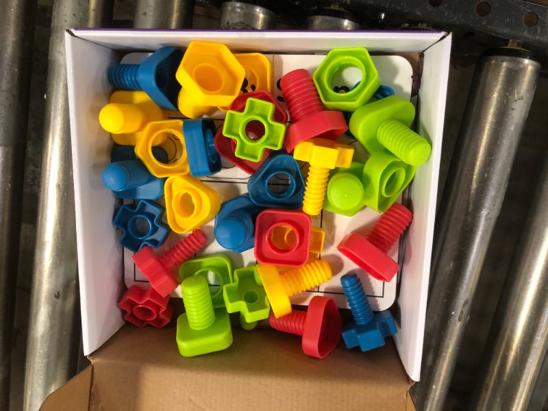 Photo 2 of Jumbo Nuts and Bolts Set with Toy Storage and Book | Montessori Toddler Rainbow Matching Game Activities | Fine Motor Skills Autism Educational Toys for Baby, 1, 2, 3 Year Old Boy and Girl | 40pcs …
