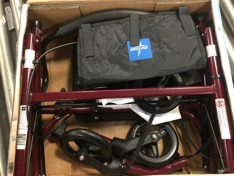 Photo 4 of Medline Steel Rollator Walker Burgundy 350 lbs Capacity