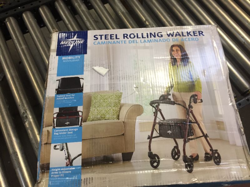 Photo 5 of Medline Steel Rollator Walker Burgundy 350 lbs Capacity