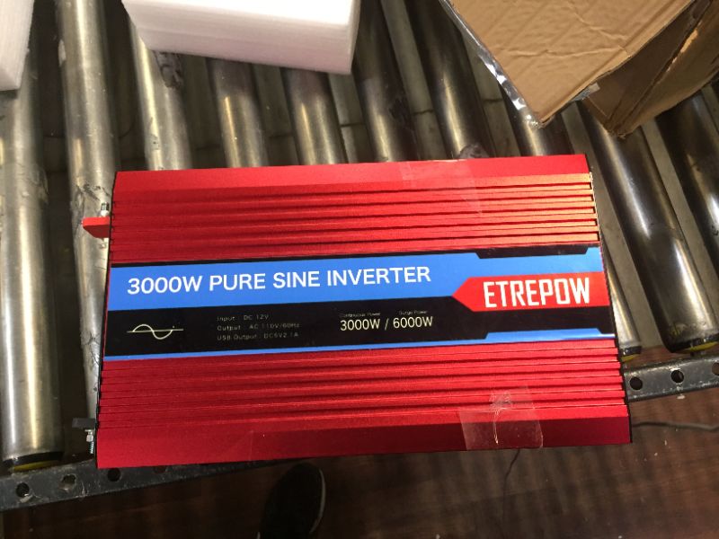 Photo 6 of **REFER TO CLERK COMMENTS** ETREPOW 3000 Watt Pure Sine Wave Power Inverter 12V to 110V 120V with LCD Display,Wireless Remote Control,4 AC Sockets, 2.1A USB Port, Dual Fans - Off Grid Inverter 6000 Watt Peak for RV Truck Car 
