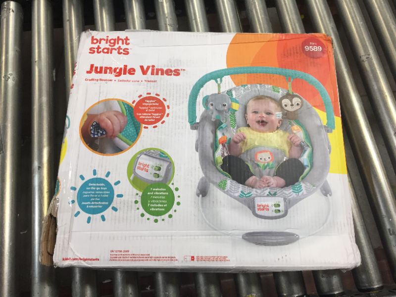 Photo 4 of Bright Starts Cradling Bouncer Seat with Vibration & Melodies -Jungle Vines
