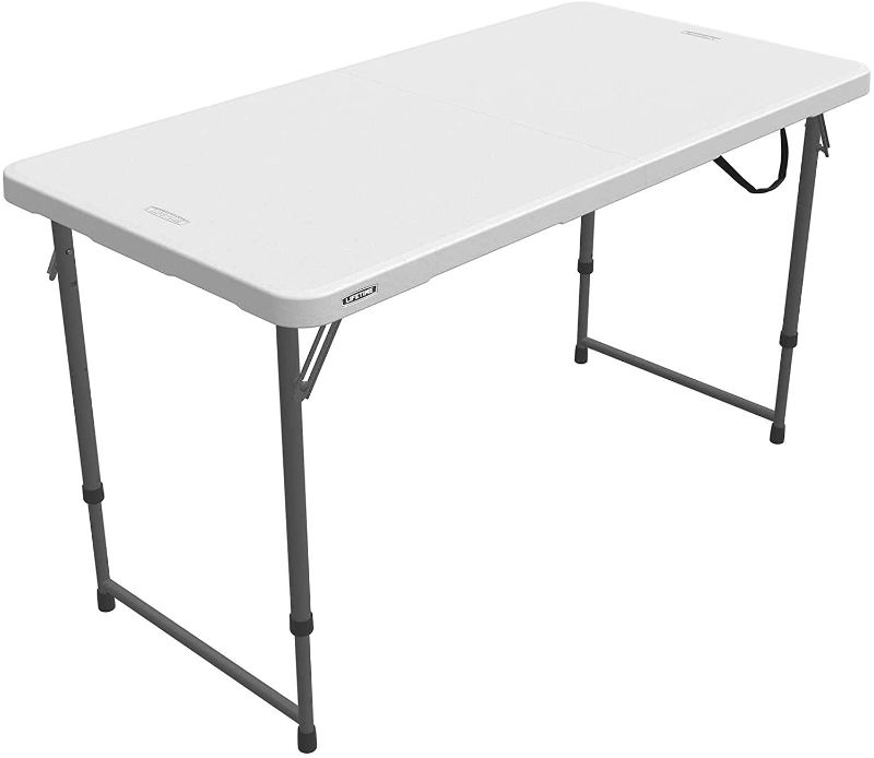 Photo 1 of Lifetime 4428 Height Adjustable Folding Utility Table, White Granite