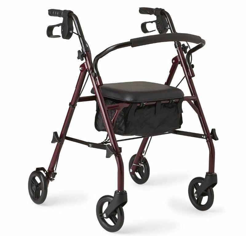 Photo 1 of Medline Steel Rollator Walker Burgundy 350 lbs Capacity