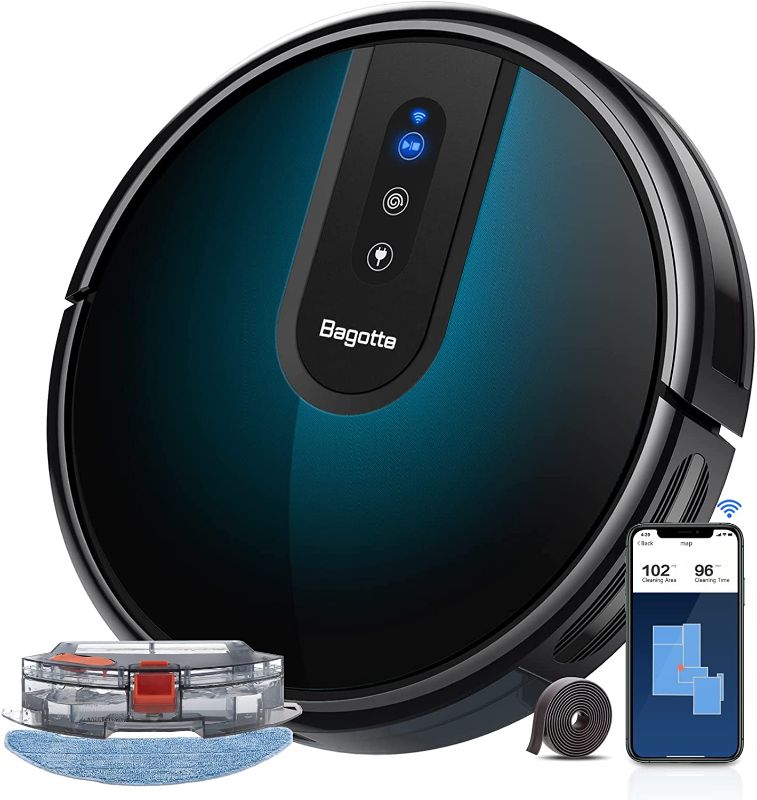 Photo 1 of Robot Vacuum and Mop, Bagotte 4-in-1 Sweep Mop Robot Vacuum, Wi-Fi App Controls Works with Google Alexa, 2000Pa Suction, Boundary Strips, Self-Charging Robotic Vacuum for Pet Hair Hard Floor Carpet
