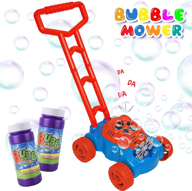 Photo 1 of FOSUBOO Outdoor Toys for Kids Girls, Bubble Machine Bubble Blower for Toddlers, Automatic Bubble Lawn Mower with Refill Solution, Kids Toys for Age 3+, Over 600 Colorful Bubbles per Min Use
