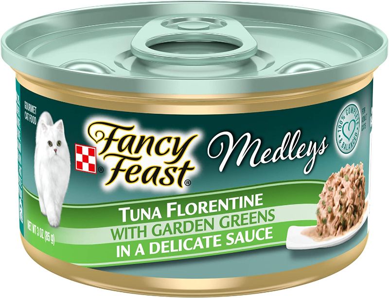 Photo 1 of (EXP 03/2023) (24 Pack) Fancy Feast Wet Cat Food, Medleys Tuna Florentine With Garden Greens