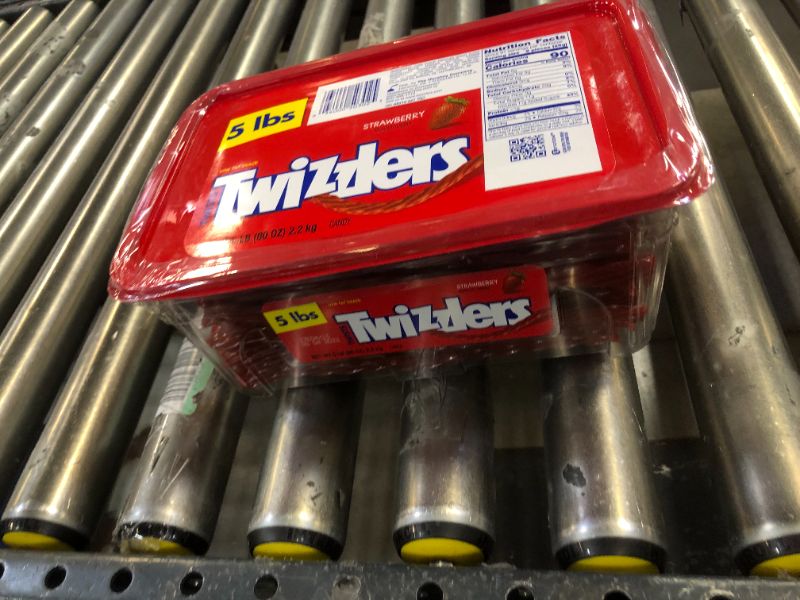 Photo 2 of (EXP 04/2022) TWIZZLERS Twists Strawberry Flavored Chewy Candy, Holiday, 80 oz Container
