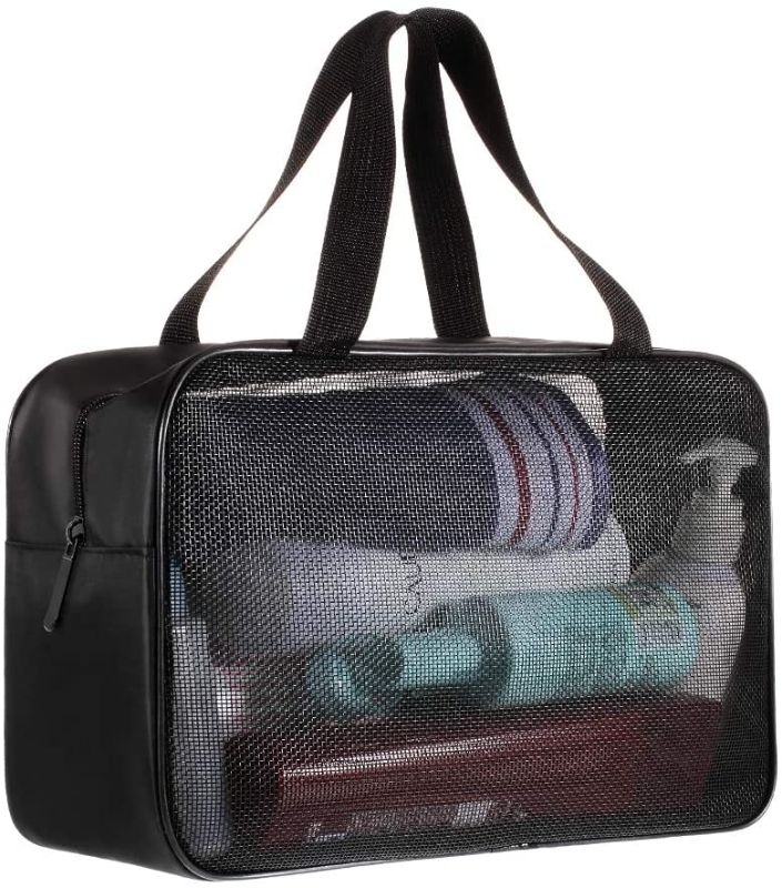 Photo 1 of ( PACK OF 2) Shower Caddy Bag Organizer Portable Mesh Shower Tote Caddy for Bathroom College Dorm Camp Gym Camping Toiletry Bath for Kids Men Women guys - Quick Dry (Black)
