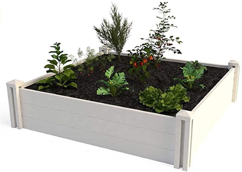 Photo 1 of 4 ft. x 4 ft. White Vinyl Raised Garden Bed