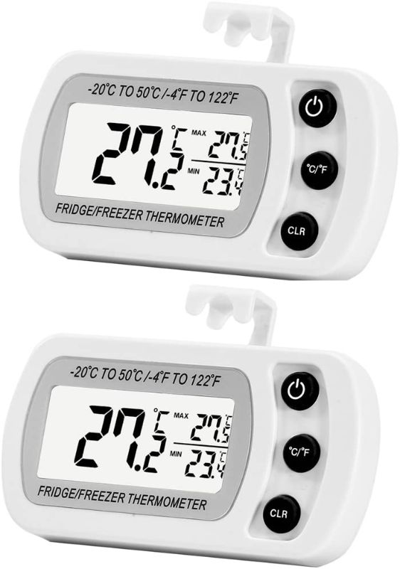 Photo 1 of 2 Pack Digital Refrigerator Freezer Thermometer,Max/Min Record Function with Large LCD Display
