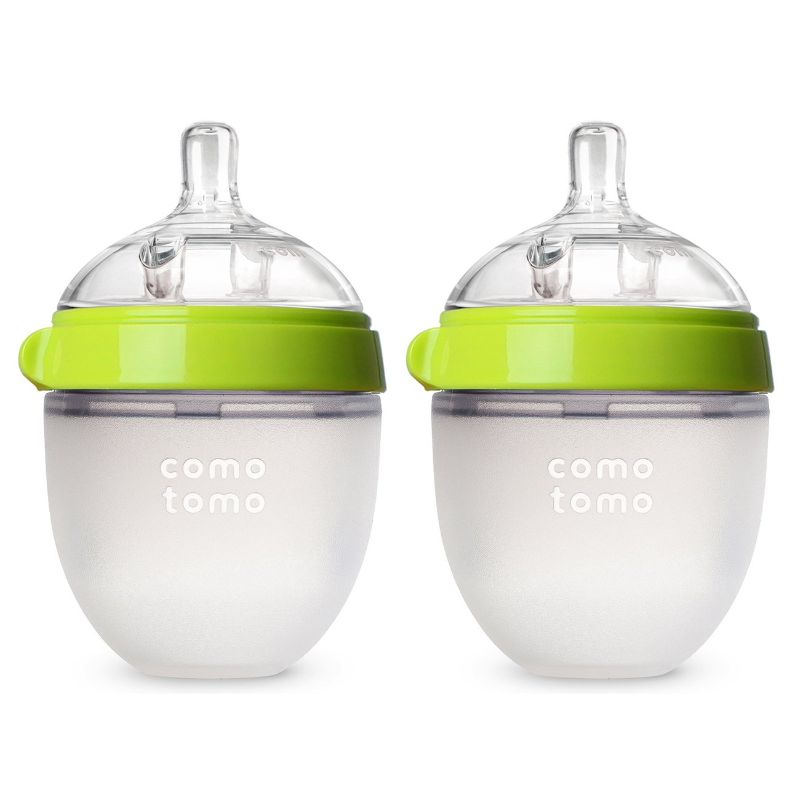 Photo 1 of Comotomo Baby Bottle, Green, 5 Ounce (2 Count)
